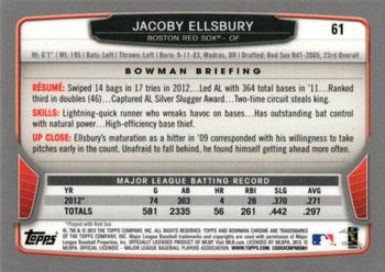 2013 Bowman Chrome #61 Jacoby Ellsbury Back