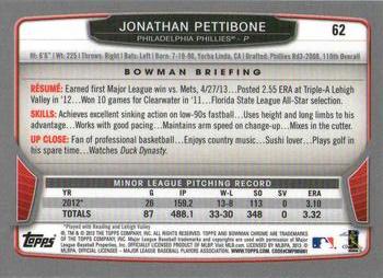 2013 Bowman Chrome #62 Jonathan Pettibone Back