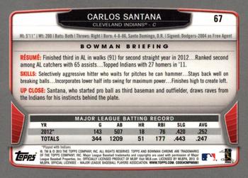 2013 Bowman Chrome #67 Carlos Santana Back