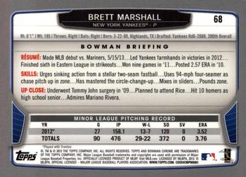2013 Bowman Chrome #68 Brett Marshall Back