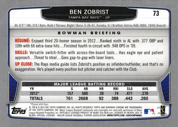 2013 Bowman Chrome #73 Ben Zobrist Back
