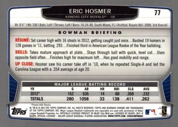 2013 Bowman Chrome #77 Eric Hosmer Back