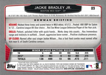2013 Bowman Chrome #89 Jackie Bradley Jr. Back