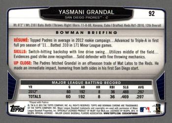 2013 Bowman Chrome #92 Yasmani Grandal Back