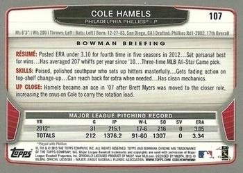 2013 Bowman Chrome #107 Cole Hamels Back