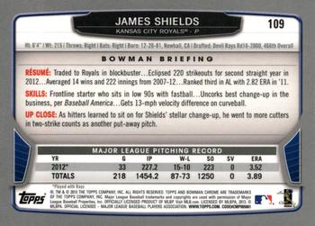 2013 Bowman Chrome #109 James Shields Back