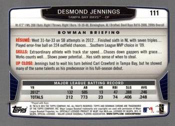 2013 Bowman Chrome #111 Desmond Jennings Back