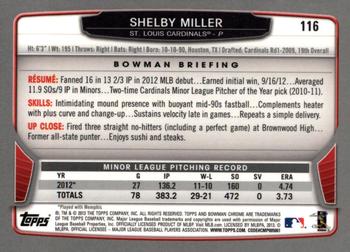 2013 Bowman Chrome #116 Shelby Miller Back