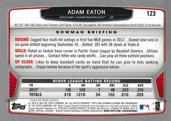 2013 Bowman Chrome #123 Adam Eaton Back