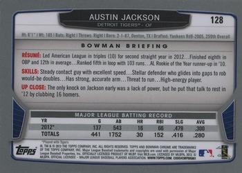 2013 Bowman Chrome #128 Austin Jackson Back
