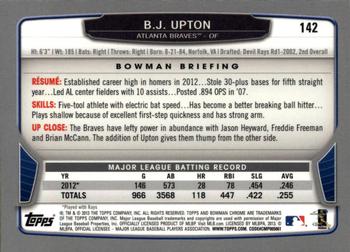 2013 Bowman Chrome #142 B.J. Upton Back