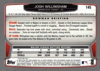 2013 Bowman Chrome #145 Josh Willingham Back