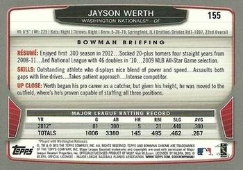 2013 Bowman Chrome #155 Jayson Werth Back