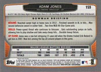2013 Bowman Chrome #159 Adam Jones Back