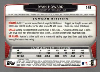 2013 Bowman Chrome #169 Ryan Howard Back