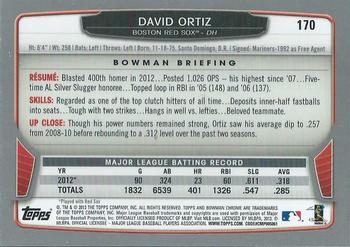 2013 Bowman Chrome #170 David Ortiz Back
