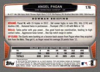 2013 Bowman Chrome #176 Angel Pagan Back