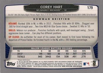 2013 Bowman Chrome #179 Corey Hart Back