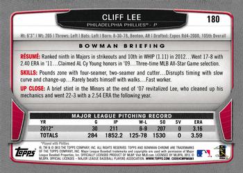 2013 Bowman Chrome #180 Cliff Lee Back