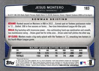 2013 Bowman Chrome #183 Jesus Montero Back