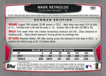 2013 Bowman Chrome #191 Mark Reynolds Back