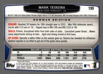 2013 Bowman Chrome #199 Mark Teixeira Back