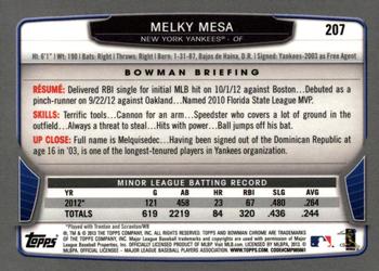 2013 Bowman Chrome #207 Melky Mesa Back
