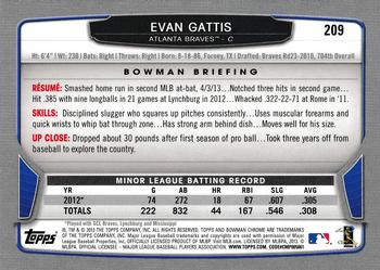 2013 Bowman Chrome #209 Evan Gattis Back
