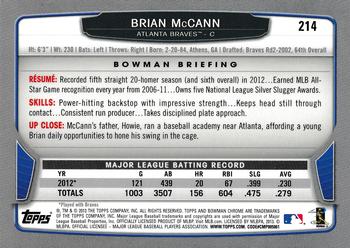 2013 Bowman Chrome #214 Brian McCann Back