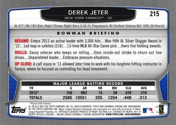 2013 Bowman Chrome #215 Derek Jeter Back