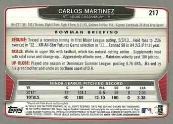2013 Bowman Chrome #217 Carlos Martinez Back