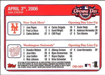 2006 Topps - Opening Day #OD-MN New York Mets vs. Washington Nationals Back