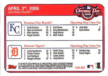 2006 Topps - Opening Day #OD-RT Kansas City Royals vs. Detroit Tigers Back