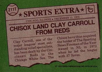 1976 Topps - Traded #211T Clay Carroll Back