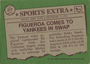 1976 Topps - Traded #27T Ed Figueroa Back