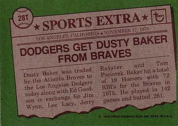1976 Topps - Traded #28T Dusty Baker Back