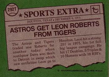 1976 Topps - Traded #292T Leon Roberts Back