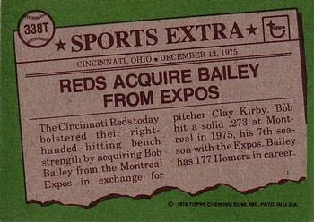 1976 Topps - Traded #338T Bob Bailey Back