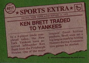 1976 Topps - Traded #401T Ken Brett Back