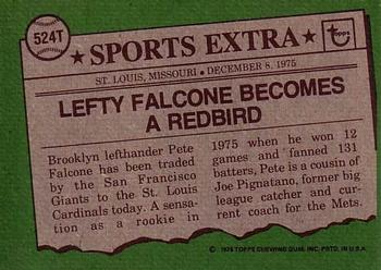 1976 Topps - Traded #524T Pete Falcone Back