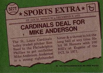 1976 Topps - Traded #527T Mike Anderson Back