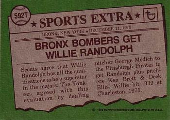 1976 Topps - Traded #592T Willie Randolph Back