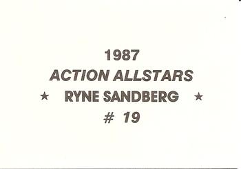 1987 Action All-Stars (unlicensed) #19 Ryne Sandberg Back