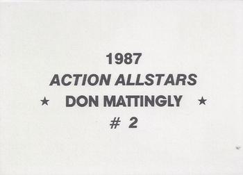 1987 Action All-Stars (unlicensed) #2 Don Mattingly Back
