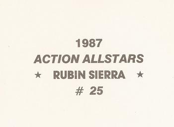 1987 Action All-Stars (unlicensed) #25 Ruben Sierra Back