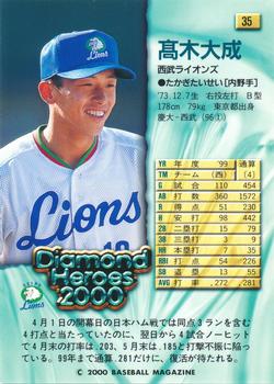 2000 BBM Diamond Heroes #35 Taisei Takagi Back