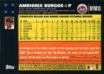 2007 Topps Gift Sets New York Mets #NYM10 Ambiorix Burgos Back