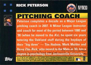2007 Topps Gift Sets New York Mets #NYM30 Rick Peterson Back