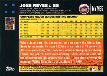 2007 Topps Gift Sets New York Mets #NYM35 Jose Reyes Back