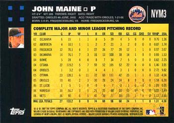 2007 Topps Gift Sets New York Mets #NYM3 John Maine Back